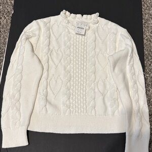 Crewcuts Cream Ruffle Neck Sweater